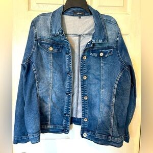 DKin NWOT Sturdy Denim Jacket With Silver Beading on Shoulders